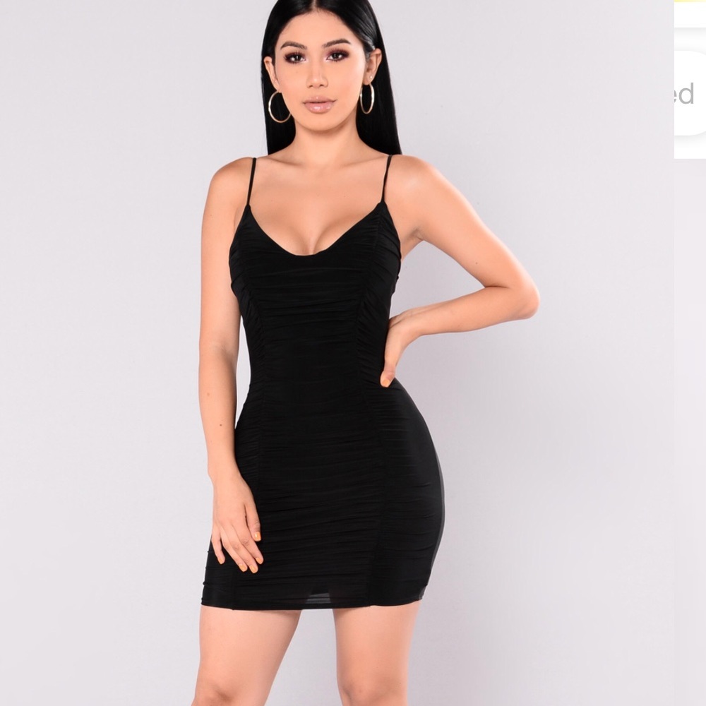 Fashion nova Gwynn Ruched black dress 1X sexy